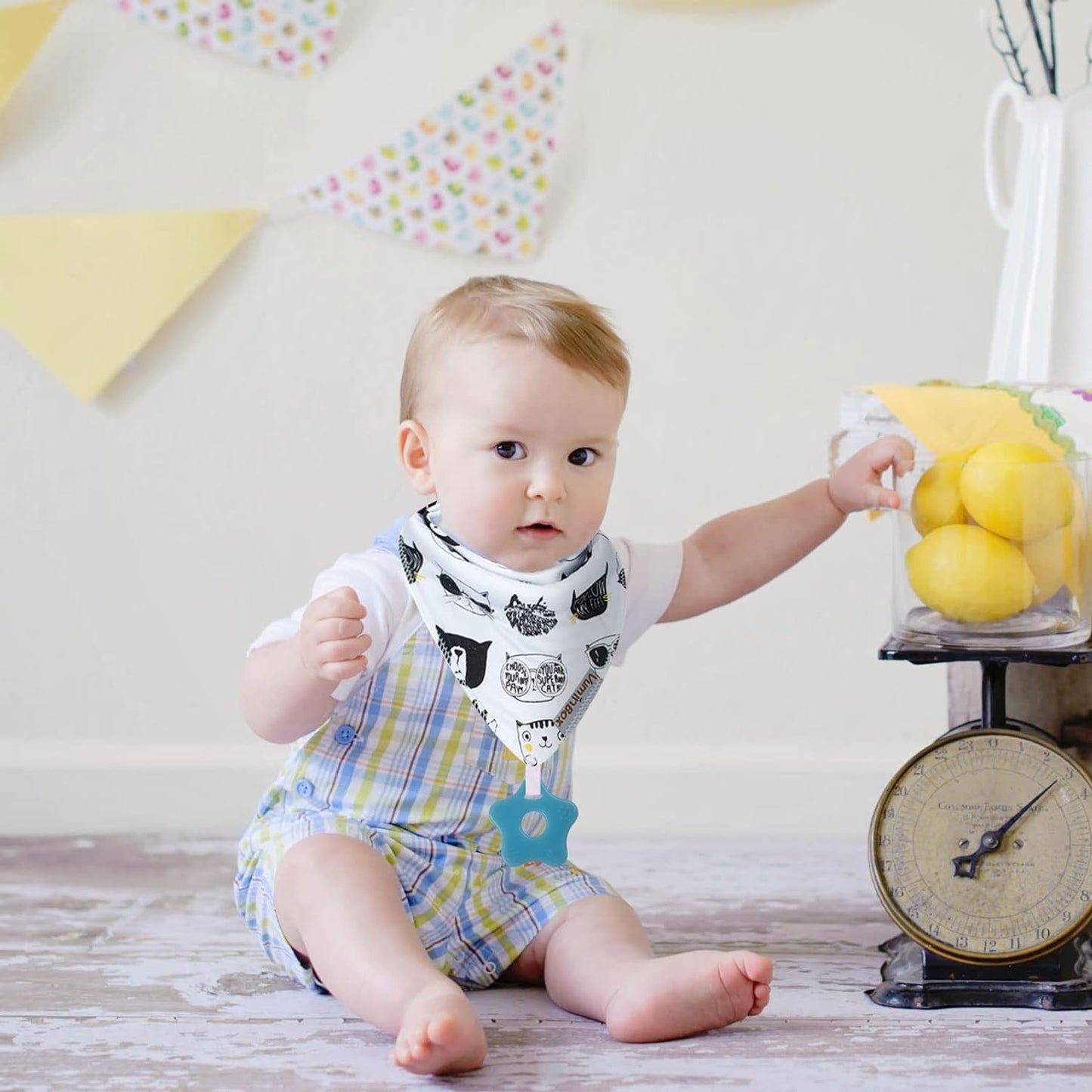 Baby Bandana Drool Bibs 6-Pack and Teething Toys 6-Pack Made with 100% Organic Cotton, Absorbent and Soft Unisex () (6-Pack Unisex)