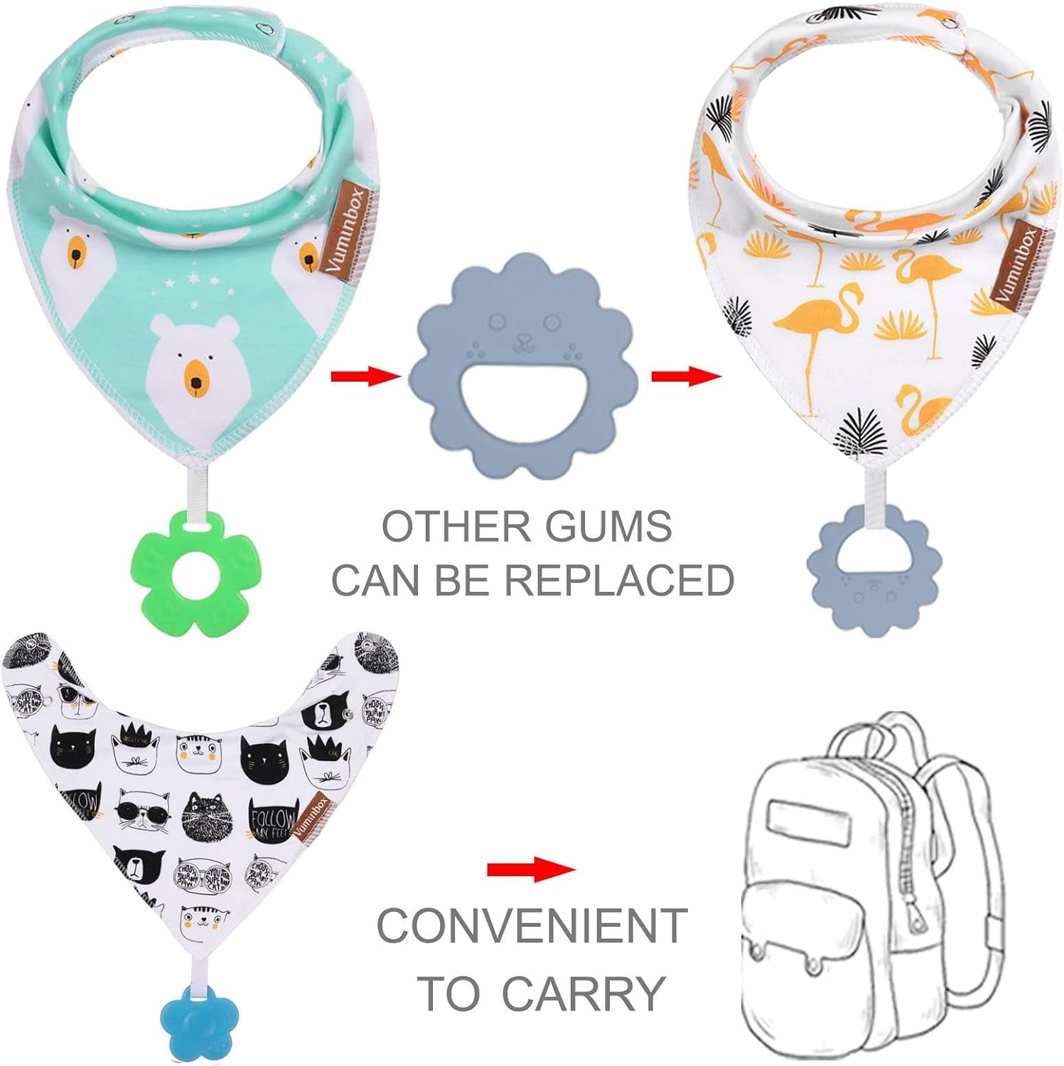 Baby Bandana Drool Bibs 6-Pack and Teething Toys 6-Pack Made with 100% Organic Cotton, Absorbent and Soft Unisex () (6-Pack Unisex)