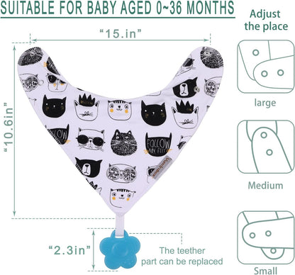 Baby Bandana Drool Bibs 6-Pack and Teething Toys 6-Pack Made with 100% Organic Cotton, Absorbent and Soft Unisex () (6-Pack Unisex)